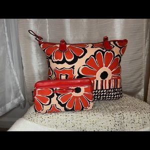 Coach orange bag and wallet